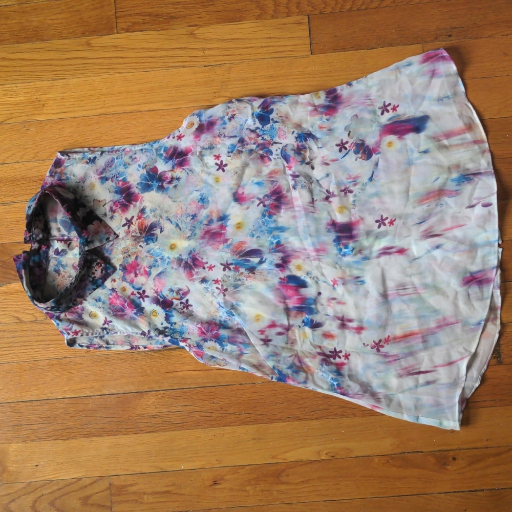 Sleeveless watercolor collared button back ASOS blouse